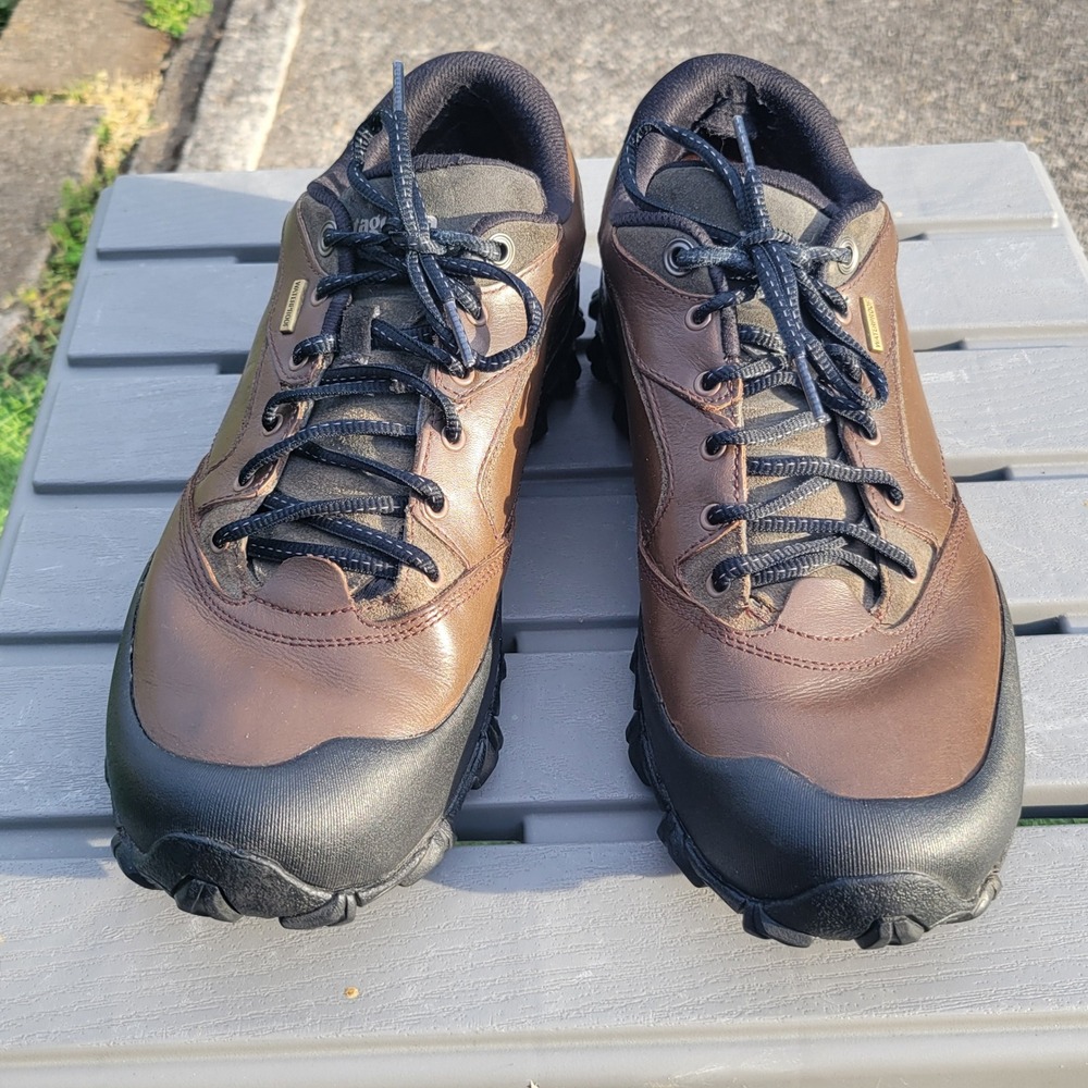 Patagonia Waterproof Hiking Shoes Men 12 Brown Leather Vibram Low Top Trekking
